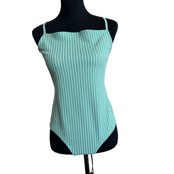New ~ BCBGENERATION ~ Striped Square Neck Bodysuit ~ sz L - Picture 1 of 7